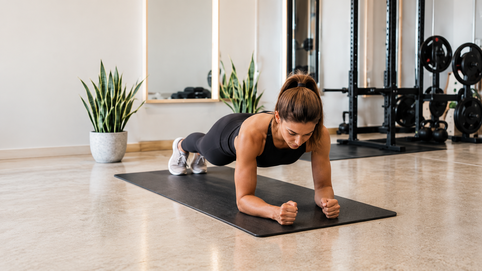 Treino de core sobre colchão na sala de musculação da Vibrant Health Academy, Lisboa